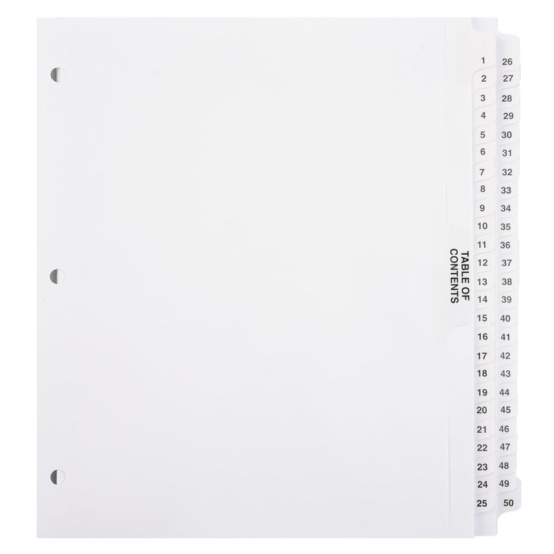 ExhibitindexesÂ® Numbered Dividers 1-50 Punched - AVE Style Bold Tabs - Side Collated Exhibit Tabs - Made in The USA | Letter Size - 1-50 - Sets - Image 1